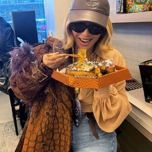 Telfar Brown Leather Baseball Cap worn by Beyoncé